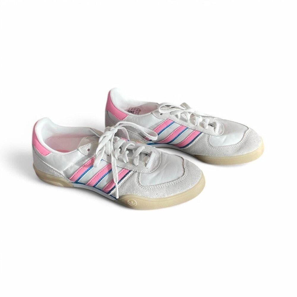 Adidas Originals Pink & Blue Striped Sneakers Womens Size 7